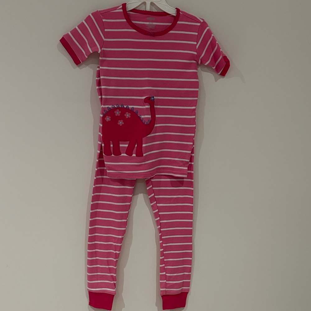 Gymboree Pink and White Dinosaur Pajama Set
